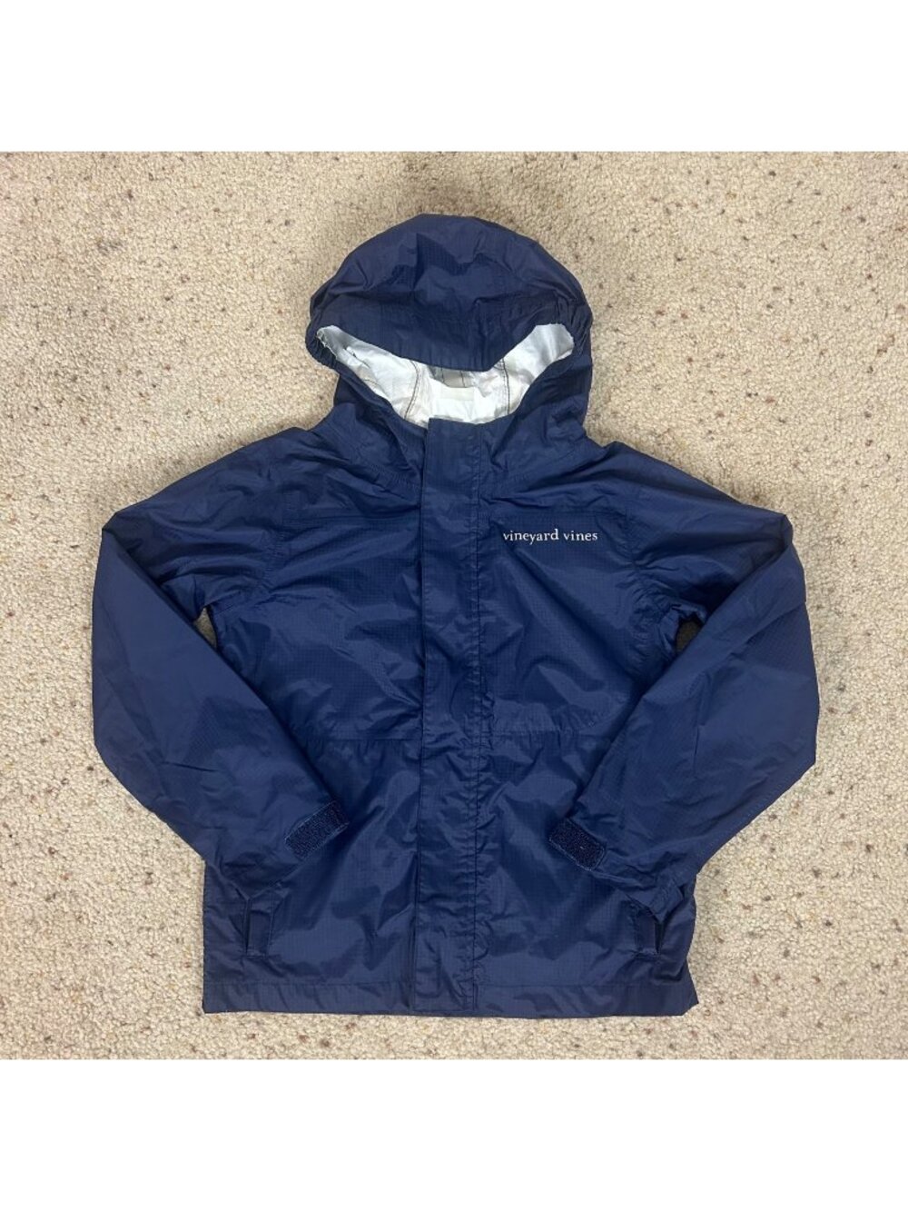 Vineyard Vines Navy Blue Hooded Rain Jacket Youth Kids Size 6